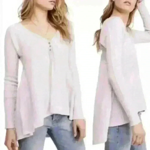 Free People We The Free Citrine Thermal Sheer Gauze Tee XS Lavender Milk - Picture 1 of 8
